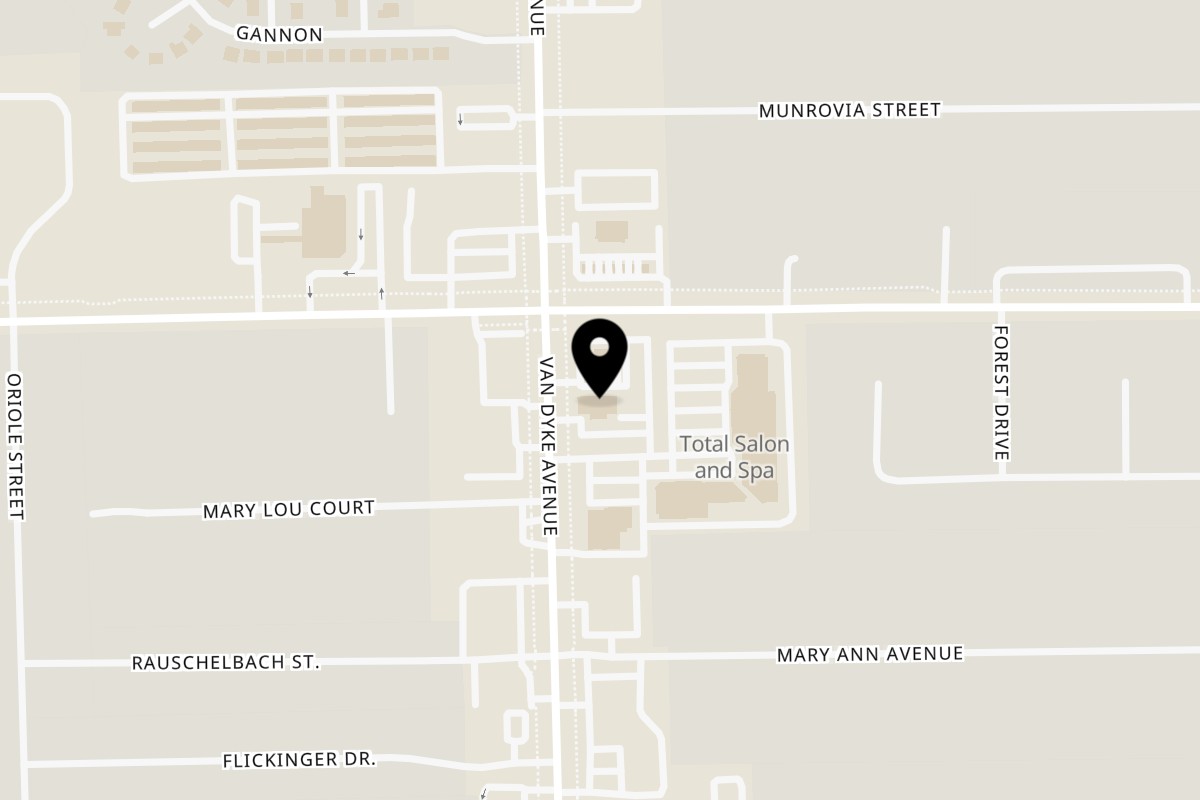 Map showing the location of One Eyed Jacks on 48922 Van Dyke Ave in Shelby Township